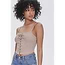 Ribbed Lace-Up Cropped Cami - M