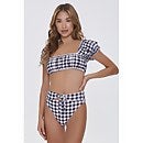 Tie-Front Gingham Bikini Bottoms - S