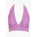 Plunging Floral Lace Halter Neck Bralette - S