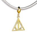 Harry Potter Sterling Silver Deathly Hallows Gold Plated Slider Charm