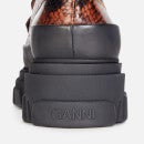 Ganni Women's Embossed Snake Leather Loafers - Cognac
