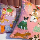 Karen Mabon Christmas Cats Cushion - Lilac - 45 x 45cm