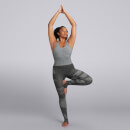 Female High Waist Cross X Seamless Stirrup Leggings - Grey Camo