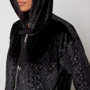 MICHAEL Michael Kors Women's Logo Velour Classic Zip Hoodie - Black - XS
