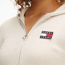 Tommy Jeans Women's Tjw Zip Hoodie Badge Rib Cardi - Stoney Beige - S