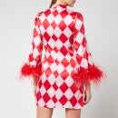Kitri Women's Carlotta Diamond Checker Print Mini Dress - Pink/Red Diamond