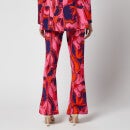 Never Fully Dressed Women's Pink Foxy Kick Flare Trousers - Dynasty Fabric - UK 6