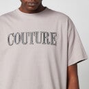 The Couture Club Men's Leather Applique Regular T-Shirt  - Grey - S