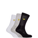 Sports Socks 3 Pack - Bright White/Black/Grey Marl