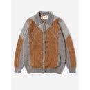 Lyle & Scott X Oi Polloi - Argyle Collared Cardigan - Warm Slate