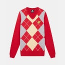 Lyle & Scott x Stuarts - Argyle Jumper - Deep Scarlet/Porto Grey/Corn Yellow