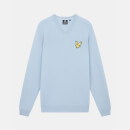 Lyle & Scott x Stuarts - Plain Lambswool V-Neck Jumper - Sky