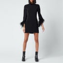 De La Vali Women's Hollywood Dress - Black With Feather Cuff - UK 8