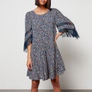 See By Chloe Women's Lace Sleeve Floral Dress - Multicolor Blue - EU34/UK6