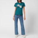 KARL LAGERFELD Women's Ikonik Karl and Choupette T-Shirt - Green - XS