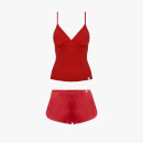 Stretch Satin Set (Cami Top & Short) - Scarlet