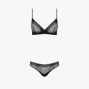 Cube Mesh Set (Underwired Bra & Thong) - Black