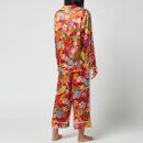 Karen Mabon Women's Tiger Bouquet Silk Wide Leg PJ Set - Crimson - S