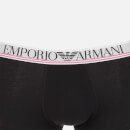 Emporio Armani Men's 3-Pack Mixed Waistband Trunks - Black/Black/Azalea - S