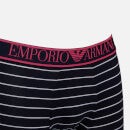 Emporio Armani Men's All Over Printed Microfiber Trunks - Marine Stripe/White - S