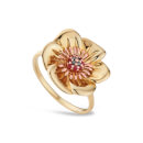 Welsh Poppy Diamond and Ruby Ring - Rose Gold