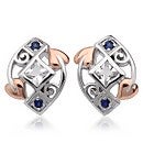 Tree of Life Sapphire and Topaz Stud Earrings