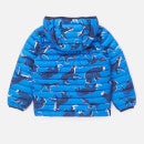 Joules Kids' Showerproof Recycled Packable Printed Padded Jacket - Blue Beasts - 4 Years