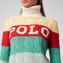 Polo Ralph Lauren Women's Polo Striped Turtleneck Cable Knit Jumper- Multi - XS