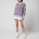 Être Cécile Women's C Stripe Oversize Knitted Jumpers - Burgundy/Lavender - UK 6