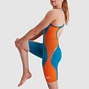 Bañador hasta la rodilla de espalda abierta Fastskin LZR Pure Intent para mujer, azul/naranja
