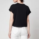 Balmain Women's Cropped Flock Detail T-Shirt - Black - XS
