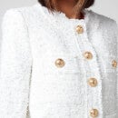Balmain Women's Collarless 4 Pkt Tweed Jkt - White