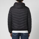 Armani Exchange Men's Zipped Hooded Drawstring Padded Jacket - Black/Grey Melange - S