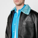 AMBUSH Men's Crochet Collar Leather Jacket - Black - 46/S