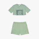 Deconstructed Crop T-Shirt and Loose Shorts - Sage