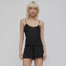 Semi Sheer Set (Cami Top & Shorts) - Black