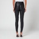Alexander Wang Women's Ruched High Waisted Leggings With Reflective Logo - Black - XS