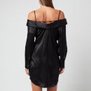 Alexander Wang Women's Off The Shoulder Shirt Dress With Scrunchie Strap - Black - US 10/UK 6