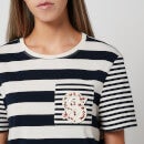 Salvatore Ferragamo Women's Striped Logo T-Shirt - Navy