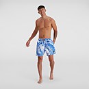 Men's Print Leisure 16" Swim Short Blue/White