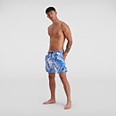 Men's Print Leisure 16" Swim Short Blue/White