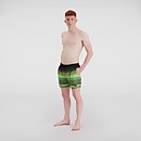 Bañador corto estampado de 41 cm para hombre, negro/verde