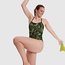 Women's Allover Fixed Crossback Swimsuit Black/Green