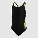 Girls' Boom Logo Splice Muscleback Swimsuit Black/Green