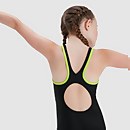 Mädchen Boom Logo Splice Muscleback Badeanzug Schwarz/Grün