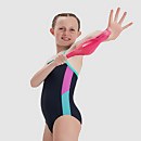 Mädchen Dive Thinstrap Muscleback Badeanzug Marineblau/Pink