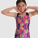 Bañador Splashback con impresión digital para niña, negro/rosa