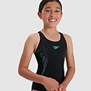 Girls' Placement Muscleback Swimsuit Black/Pink