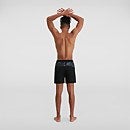 Bañador corto deportivo con panel de 41 cm para hombre, Negro/Gris