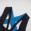 Badeanzug mit niedrigem Beinausschnitt für Damen Schwarz/Blau